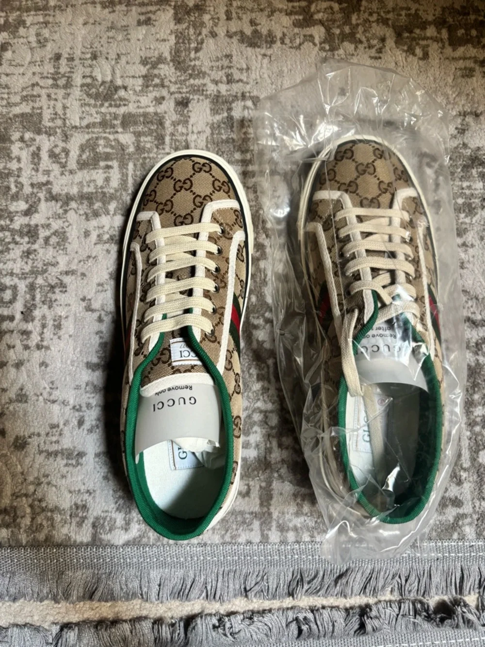 Gucci Tennis 1977 GG Canvas Sneakers Beige/Ebony Men’s 9+ 606111 HVK20 9766